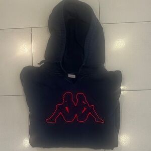 Kappa Black Hoodie with Neon Red Logo Boys Extra Large